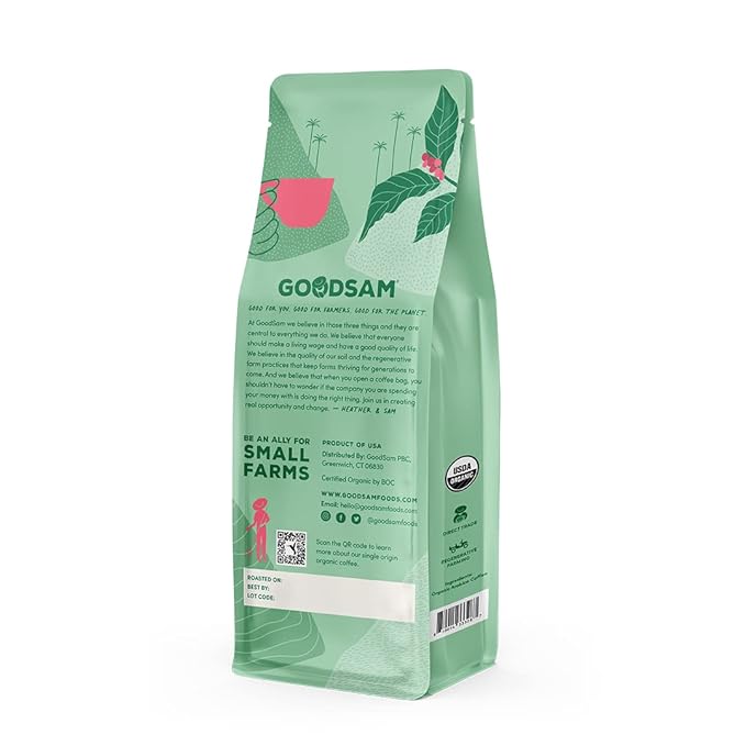 GoodSAM - Organic Colombian Ground Coffee, Medium Roast 2lb – Single Origin Arabica Beans, Smooth & Balanced Flavor - Supporting Small Family Farmers, Regenerative & Direct Trade