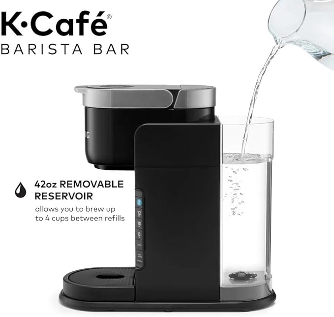 Keurig K-Café Barista Bar Single Serve Coffee Maker, with 3 Brew Sizes, Hot and Cold Brew Capabilities, 2oz Coffee Shot Button, Black (Renewed)