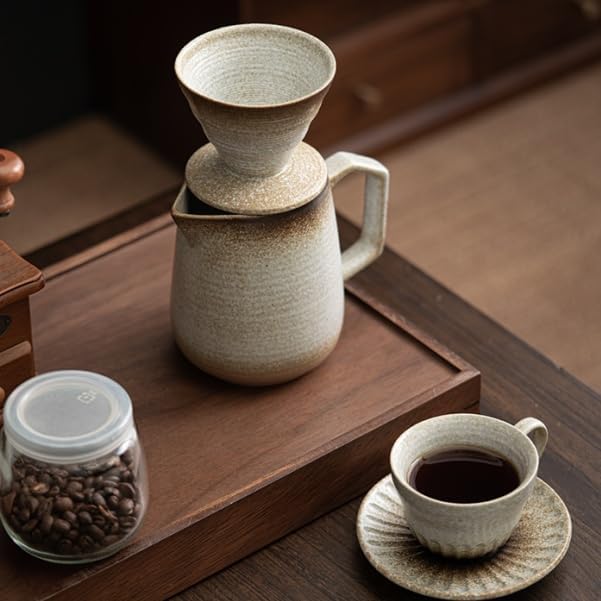 Pour Over Coffee Maker,Ceramic Coffee Maker With 100 pcs Paper Filter,16oz/480ml Pour Over Coffee Dripper (Off White)