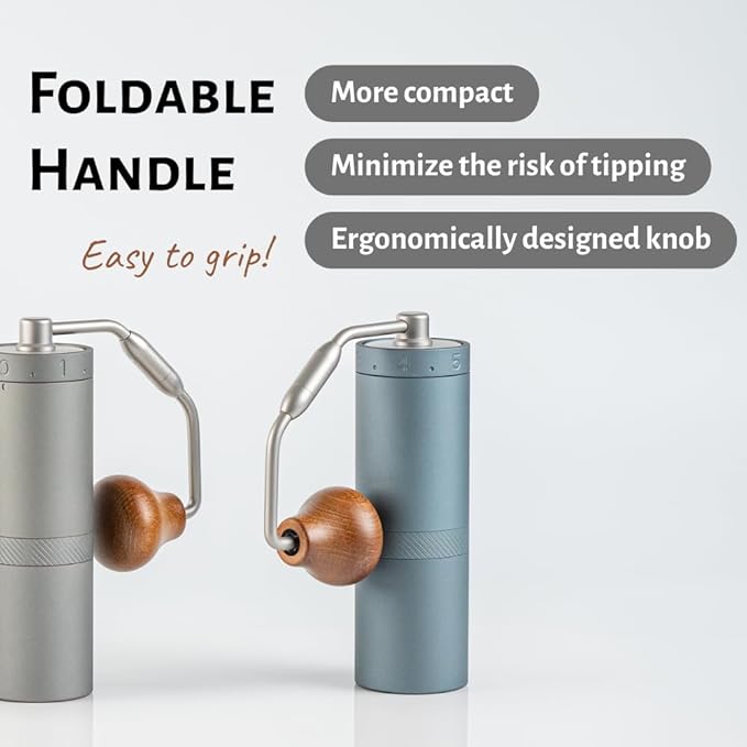 1Zpresso X-Ultra Manual Coffee Grinder-Space Gray, Well-built Sturdy Metal Body, Assembly Stainless Steel Burr, Numerical External Setting, Magnet Catch Cup, Faster Grind Efficiency Portable Mill