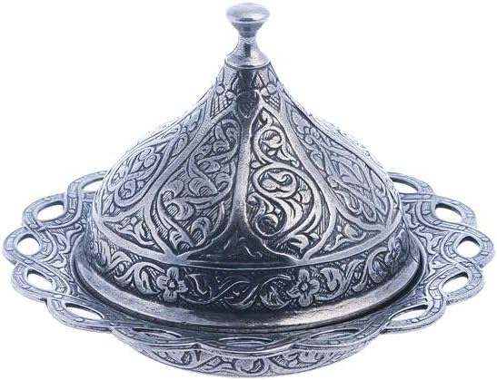 Alisveristime Turkish Coffee Set for Two - Authentic Ottoman Style Cups, Saucers, and Serving Tray with Lale Motifs (Acur) (Black)