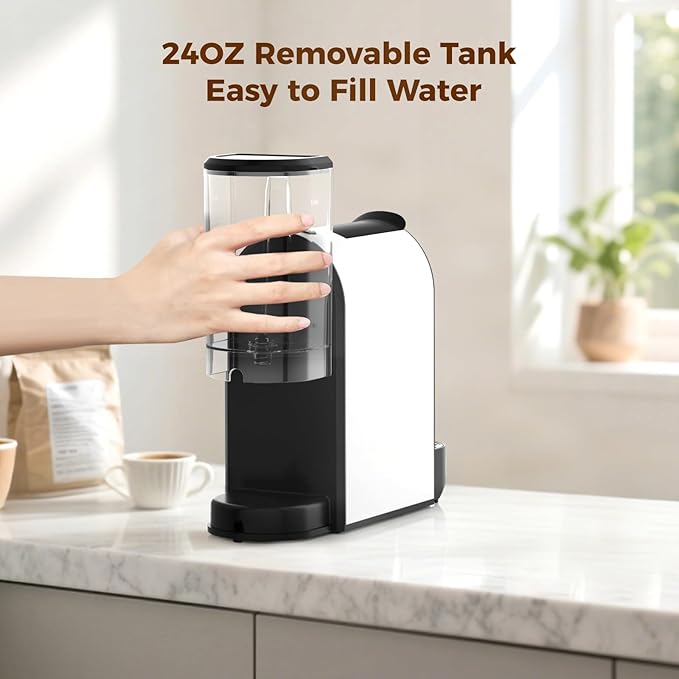 CHULUX Mini Espresso Machine for Nespresso Pod, 20 Bar Single Serve Coffee Maker, 1400W, White