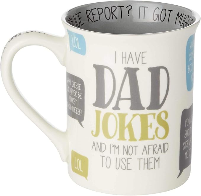Enesco 6003384 Our Name is Mud King of Dad Jokes Coffee Mug, 16 Ounce, Multicolor