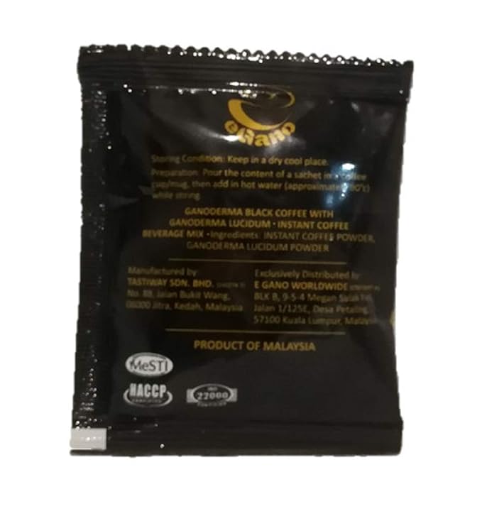 1 Box eGano Ganoderma Black Coffee (3.5g x 30 Sachets) - Premium Quality Instant Coffee With Ganoderma Lucidum Extract