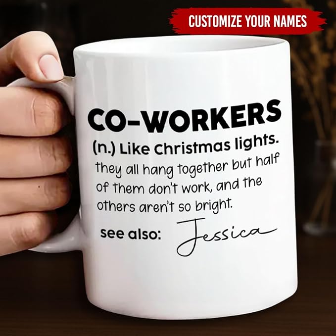 Wrappiness Custom Coffee Mug for Coworker – 11oz or 15oz White Ceramic, Microwave Safe Funny Cup for Women Gifting to Work Friends on Holidays, Secret Santa or Christmas
