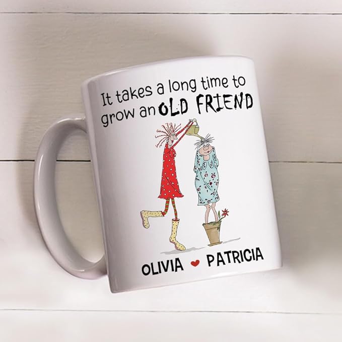 Wrappiness It Takes a Long Time to Grow Custom Coffee Mug – Personalized Ceramic Mug with Sentimental Quote, Gift for Best Friend Women, Sister, BFF and Work Bestie