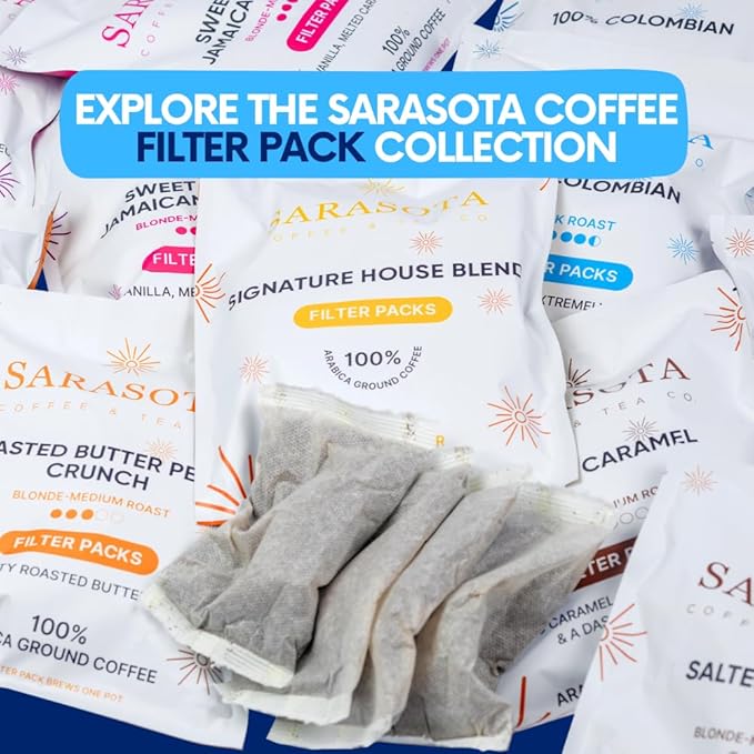 100% Colombian Dark Roast Ground Coffee in Filter Packs | Low Acid Mold Free Premeasured Pouches | Sampler Packets | Gourmet Powder Bags for 10–12 Cup Drip Maker | Highest Rated Individual Coffee