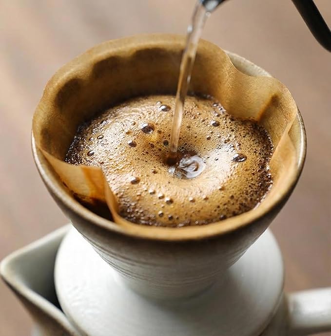 Pour Over Coffee Maker Set - Ceramic V60 Dripper Pot, Heat-Resistant & Easy Clean, Manual Slow Drip Coffee Brewer for Office, Home, Camping 1-3 Cup Pour Over Kit 20 coffee filters (white)