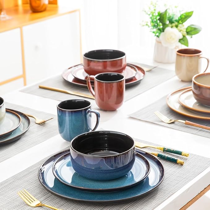 LERATIO 12OZ Ceramic Coffee Mugs Set of 6, Large Porcelain Coffee Cups With Large Handle For Latte,Cappuccino,Milk,Cocoa,|Dishwasher&Microwave Safe Mug Sets,Ideal for Man,Woman,Dad, Mom-Mixing