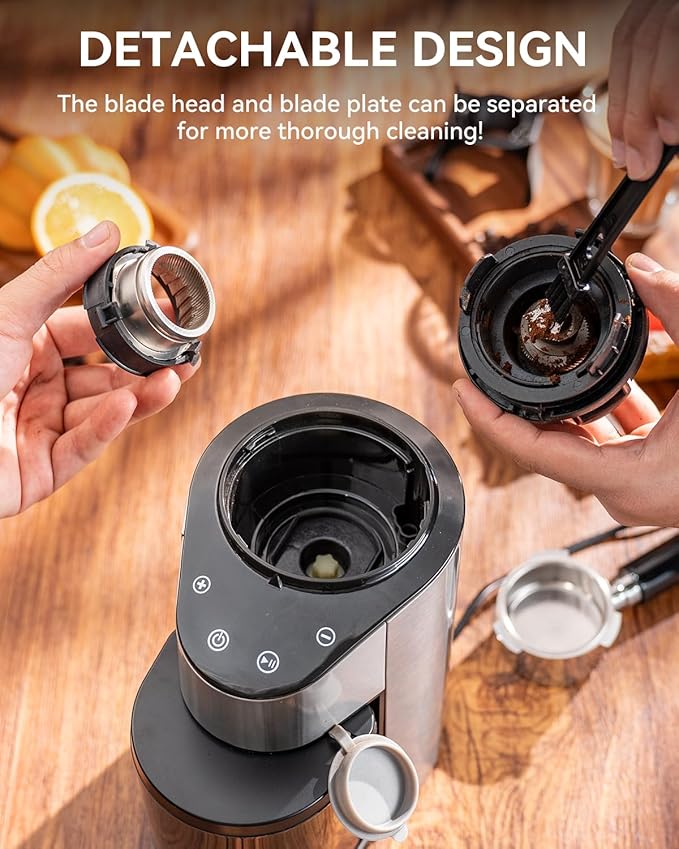 Oaomi Conical Burr Coffee Grinder, Stainless Steel Coffee Bean Grinder with 50 Grind Settings for Home Use,Touchscreen, Anti-static,1-12 Cups for Espress,French Press & Drip Coffee(Black)