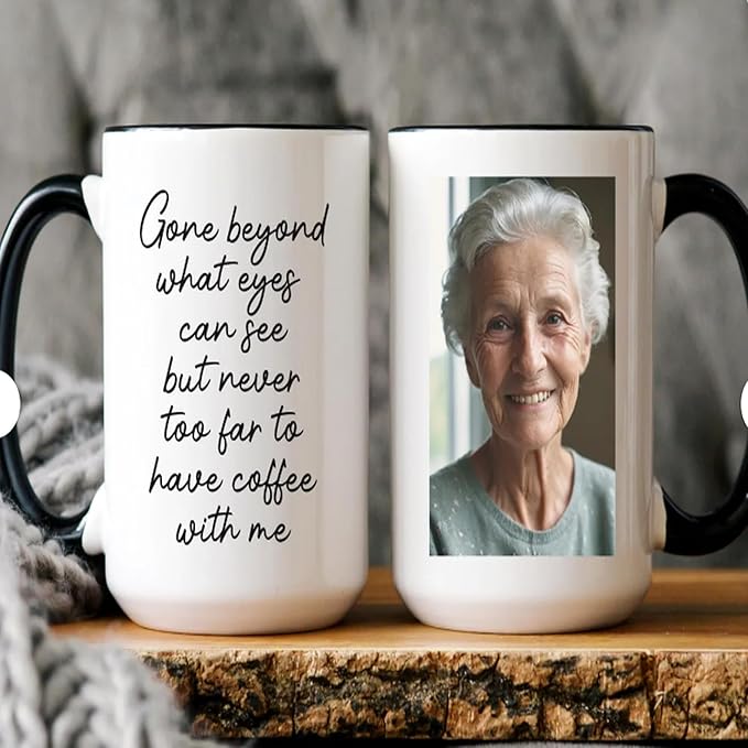 Personalized Memorial Coffee Mug – Custom Photo Butterfly Cardinal Ceramic Cup with Comforting Quote – Sympathy Remembrance Gift for Loss of Husband, Wife, Mother, Father, Parents