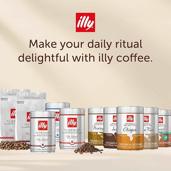 illy Whole Bean Coffee, Brasile Regenerative Agriculture Medium Roast, 100% Arabica, Premium Italian Coffee, Ideal for Espresso, Drip, Moka and French Press Brewing, 8.8oz, 6 Pack