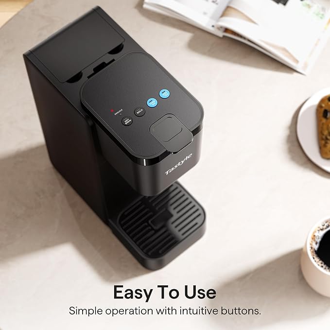 Single Serve Coffee Maker for K Cup, Ground and Tea Leaves, Hot and Iced Coffee Machines with Bold Setting, 6 to 16 Oz Brew Sizes, Compact for Small Spaces, Black (2.0 Version)