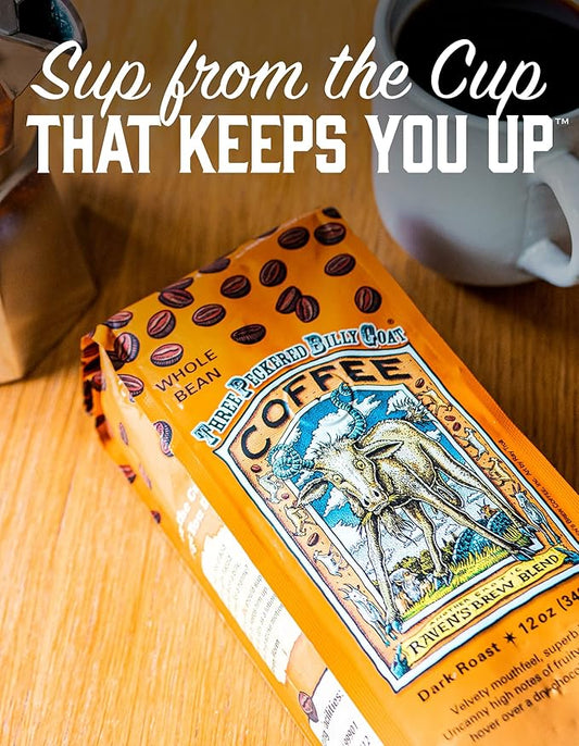 Raven's Brew Coffee High Caffeine Coffee Dark Roast Whole Bean – Three Peckered Billy Goat 5lb