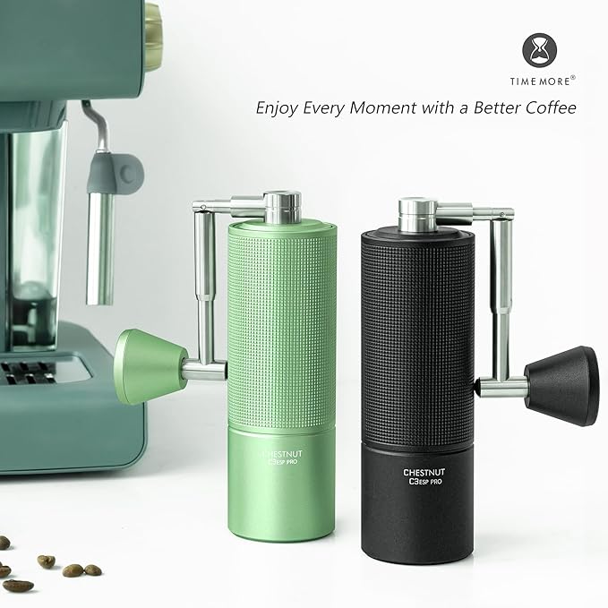TIMEMORE Chestnut C3 ESP Pro Hand Coffee Grinder, Stainless Steel S2C Conical Burr Manual Coffee Grinder with Foldable Handle, Adjustable Grind Setting for Espresso to French Press - Green