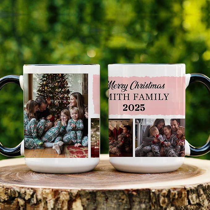 Personalized Funny Christmas Hot Cocoa Mug – Santa Gift, Unique White Elephant Exchange Present – Custom Family Photo Coffee Cup, Holiday Keepsake Ceramic Mug for Friends, Parents