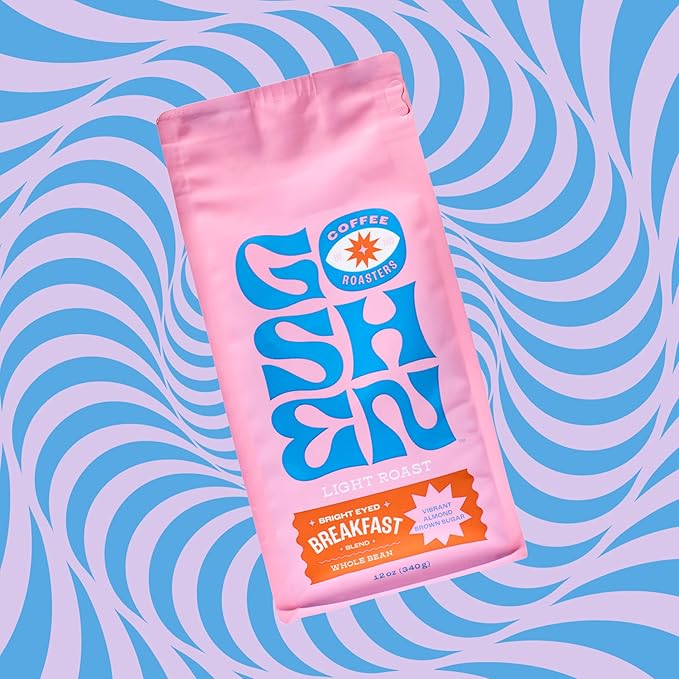 Goshen Coffee Roasters Whole Bean Bright Eyed Breakfast Blend | Light Roast, Brewed or Espresso | Award-Winning - Natural and Washed | Vibrant, Almond, Brown Sugar Flavors | 5 lb Bag