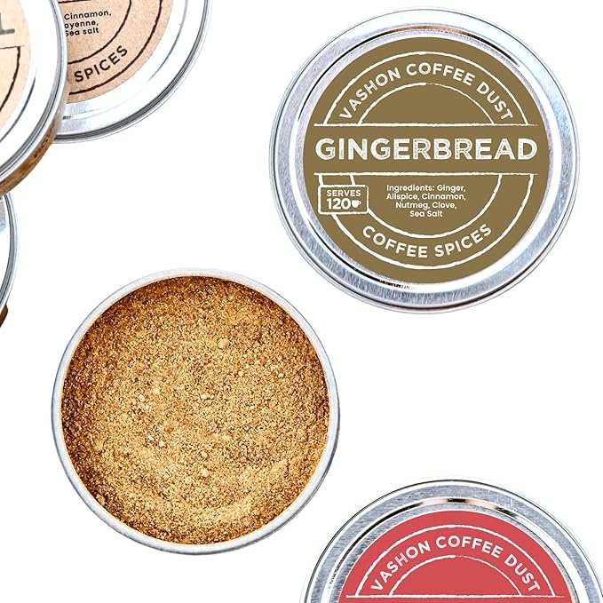 Coffee Dust Flavoring Powder, Gingerbread (120 Servings) – Pumpkin Spice Coffee Dusting Flavor, All Natural Syrup Alternative, Adds Aroma, Taste & Wellness to Drinks, Tea & Foods