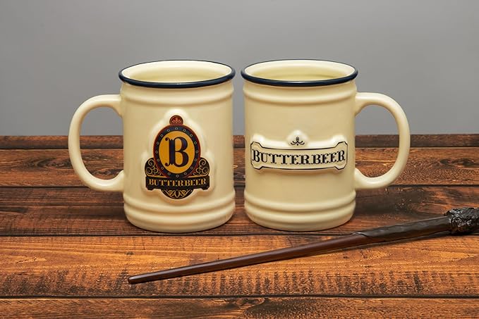 Harry Potter Butterbeer Mug, Officially Licensed Wizarding World Collectible, 350ml Ceramic Cup for Coffee, Tea and More, Three Broomsticks Inspired Gift for Pop Culture Fans