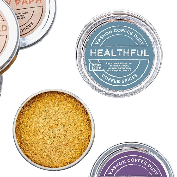 Coffee Dust Flavoring Powder Healthful (120 Servings) – Coffee Dusting Flavor Variety Pack, All Natural Syrup Alternative, Adds Aroma, Taste & Wellness to Drinks & Tea