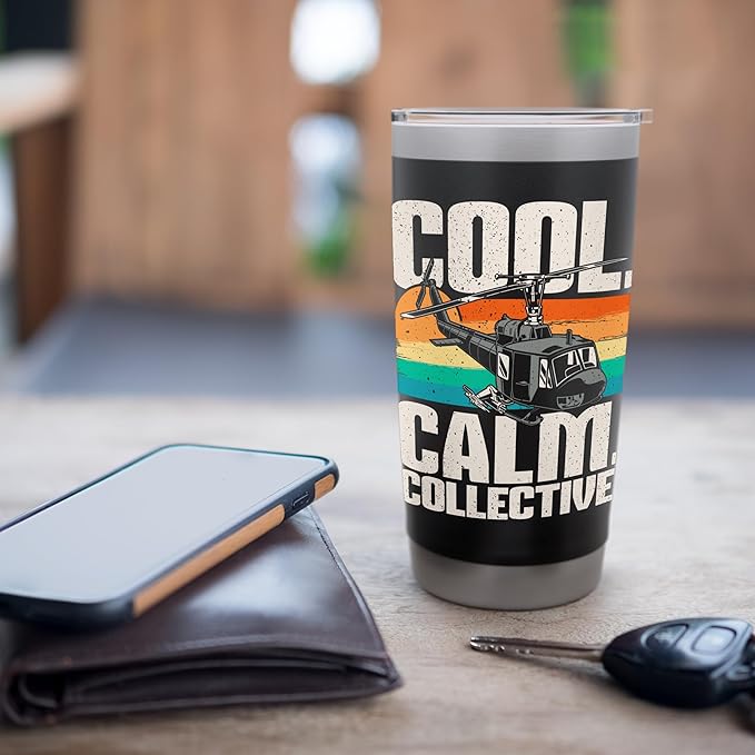 Calm Collective - Retro Helicopter Vintage Pilot Aviation Stainless Steel Insulated Tumbler