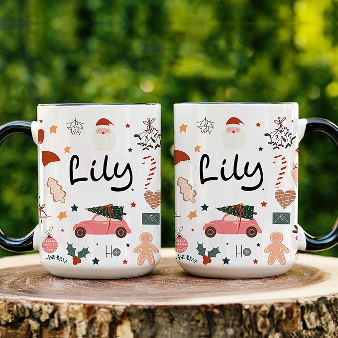 Personalized Funny Christmas Hot Cocoa Mug – Santa Gift, Unique White Elephant Exchange Present – Custom Holiday Coffee Cup with Name, Ceramic Gag Gift for Friends, Mom, Dad, or Coworkers