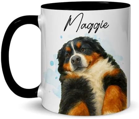 Personalized Dog Photo Watercolor Art Mug – Unique Gift for Dog Mom, Dad & Pet Lovers – Custom Pet Portrait With Name