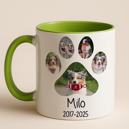 Personalized Memorial Dog Photo Collage Mug – Pet Loss Gift with Quote – Unique Remembrance for Dog Mom, Dad & Pet Lovers – Custom Photos, Name, and Years