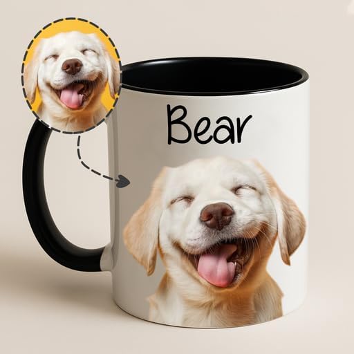 Personalized Dog Photo Mug – Unique Gift for Dog Mom, Dad & Pet Lovers – Custom Dog Picture and Name Printed on Ceramic Cup
