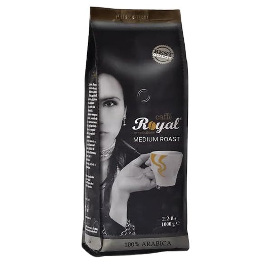 Royal Caffé Italian Coffee Beans – 100% Arabica, Medium Roast, Smooth & Aromatic with Notes of Caramel, Fruit & Vanilla, Whole Bean, Freshly Roasted Gourmet Coffee, 2.2 lbs (1000g), Made in Italy