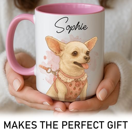 Personalized Dog Photo Watercolor Art Mug – Unique Gift for Dog Mom, Dad & Pet Lovers – Custom Pet Portrait With Name