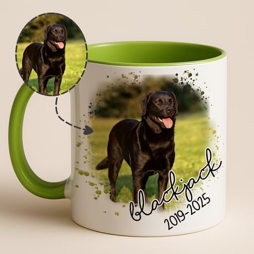 Ship Next Day [Print in USA] Personalized Memorial Dog Photo Mug – Pet Loss Gift with Quote – Unique Remembrance for Dog Mom, Dad & Pet Lovers – Custom Photo, Name, and Years