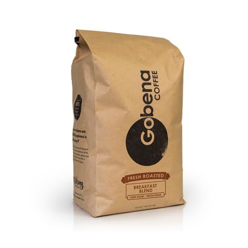Gobena Coffee 5lb Breakfast Blend, Light Roast, Whole Bean Coffee, 100% Arabica, 80oz, Bulk Coffee