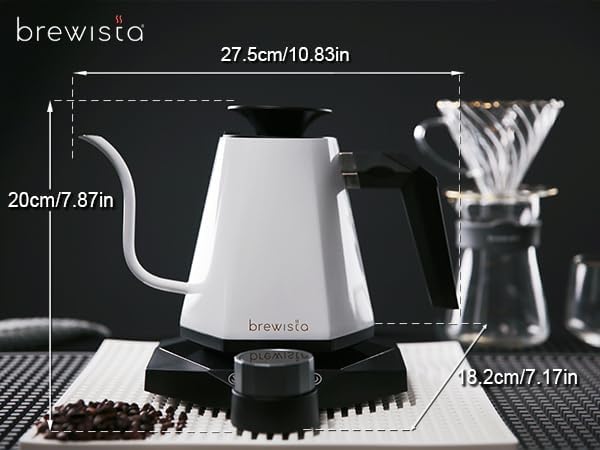Brewista X Series Electric Gooseneck Kettle, Stainless Steel Water Boiler, Precise Digital Temperature Control, Fast Boiling, Keep Warm, Auto Shut-Off for Pour-Over Coffee & Tea, Home, 0.8L, White