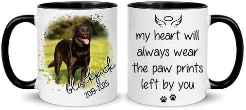 Ship Next Day [Print in USA] Personalized Memorial Dog Photo Mug – Pet Loss Gift with Quote – Unique Remembrance for Dog Mom, Dad & Pet Lovers – Custom Photo, Name, and Years