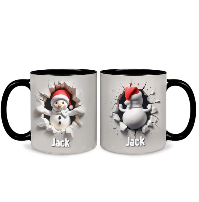 Personalized Christmas Snowman Mug Custom Name Coffee Cup Funny Holiday Gift For Family Friends Kids Men Women Unique Xmas Winter Mug Customized Hot Cocoa Tea Cup Christmas Gift Idea