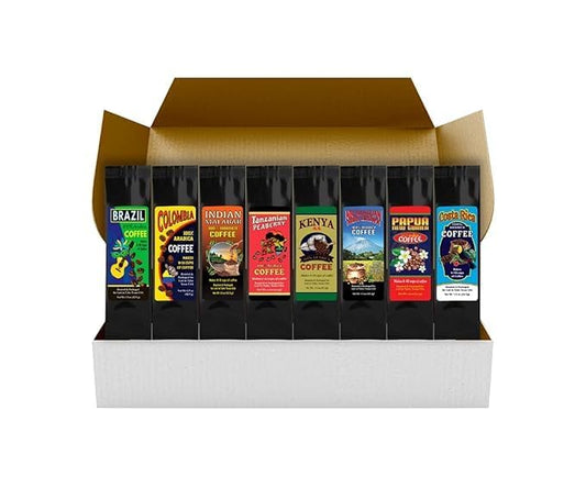 Around the World Coffee Gift Set – 8 Bags -1.5 Ounce ea. – Travel Inspired Tasting Box – Enjoy A World Coffee Tour Gift Pack - Medium Roast