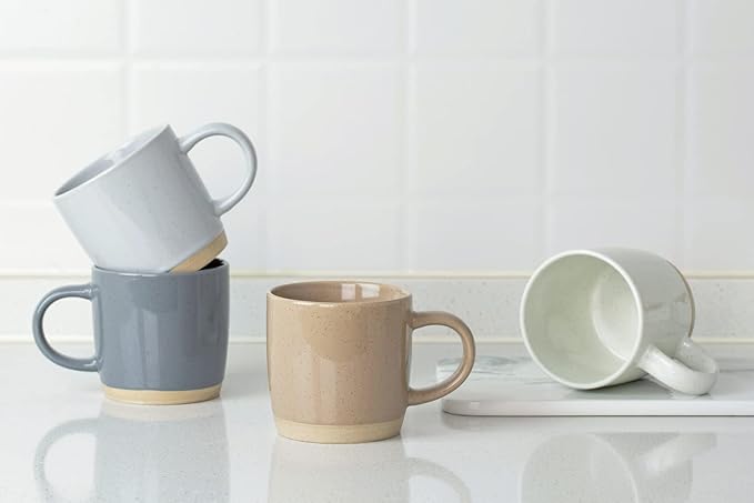 famiware Coffee Mugs for 4, 12 oz Mug Set, Dringking Cup with Handle for Coffee, Tea, Cocoa, Milk, Milkyway serise, Multi-color