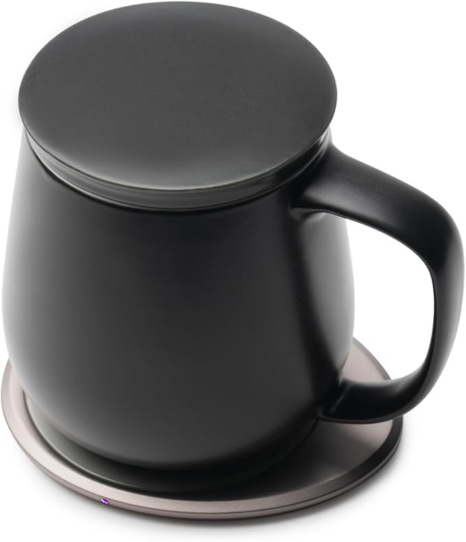 Ui+ Self-Heating Mug Set – Inkstone Black | 18 fl oz / 532 mL Ceramic Coffee & Tea Mug Set