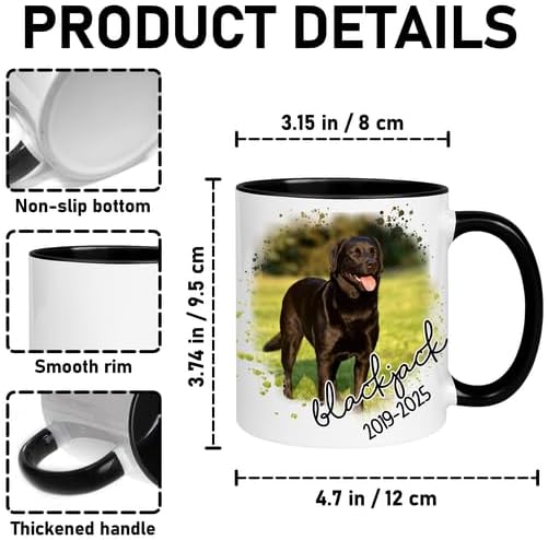 Ship Next Day [Print in USA] Personalized Memorial Dog Photo Mug – Pet Loss Gift with Quote – Unique Remembrance for Dog Mom, Dad & Pet Lovers – Custom Photo, Name, and Years