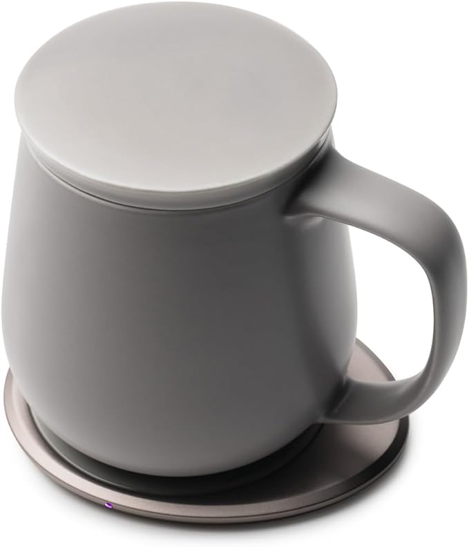 Ui+ Self-Heating Mug Set – Soft Gray | 18 fl oz / 532 mL Ceramic Coffee & Tea Mug Set