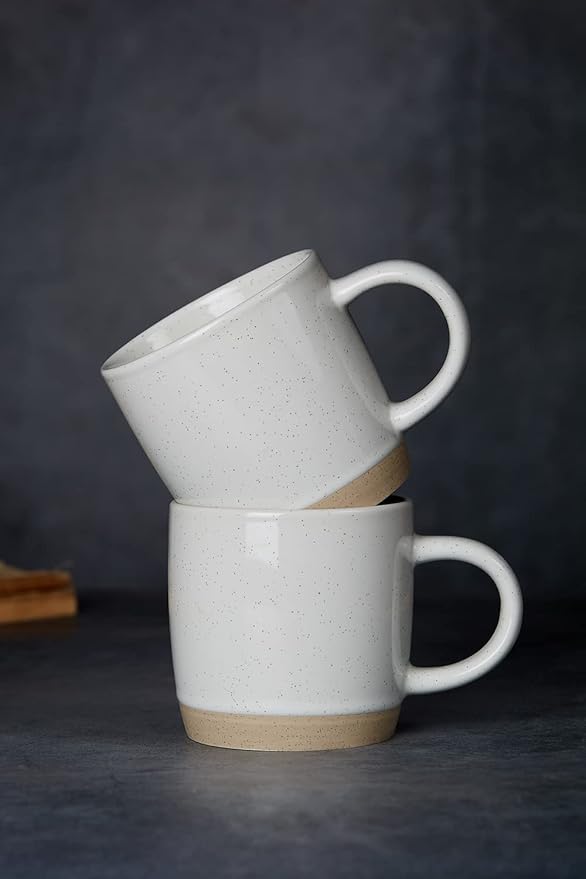 famiware Coffee Mugs for 6, 12 oz Mug Set, Dringking Cup with Handle for Coffee, Tea, Cocoa, Milk, Milkyway serise, White