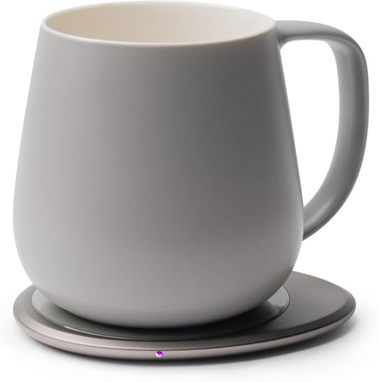 Ui+ Self-Heating Mug Set – Soft Gray | 18 fl oz / 532 mL Ceramic Coffee & Tea Mug Set