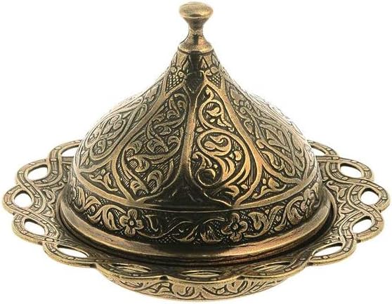 Alisveristime Turkish Coffee Set for Two - Authentic Ottoman Style Cups, Saucers, and Serving Tray with Lale Motifs (Acur) (Autentic Green)