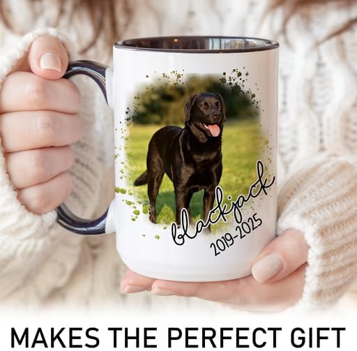 Ship Next Day [Print in USA] Personalized Memorial Dog Photo Mug – Pet Loss Gift with Quote – Unique Remembrance for Dog Mom, Dad & Pet Lovers – Custom Photo, Name, and Years