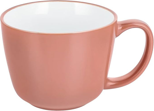 Ceramic Mugs 18oz,Large Ceramic Coffee for Men, Women, Dad, Mom, Modern Coffee Mugs With Handle For Cereal,Juice,Soup,Tea. (1Pack, lightred)