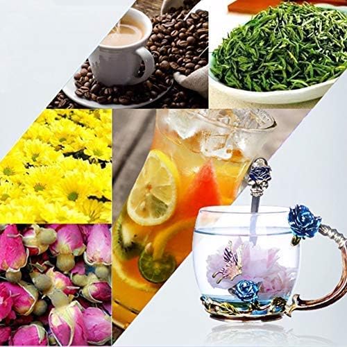 Handicraft Crystal Glass 3D Flower Cups Tea Mug With Tea Spoon Women Coffee, Tea, Juice, Beer, Milk Hot And Cold Drinks Use Gift Package. (Rose Blue Coffee Cup, 11 OZ)