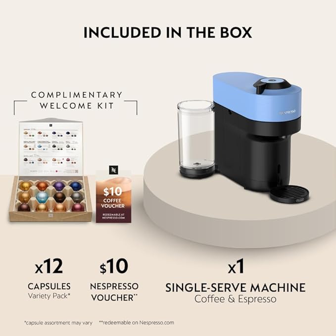 Nespresso Vertuo Pop+ Coffee and Espresso Machine by De'Longhi, Pacific Blue