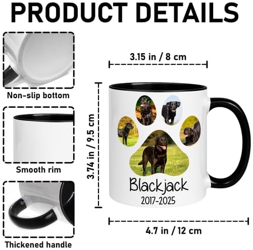 Personalized Memorial Dog Photo Collage Mug – Pet Loss Gift with Quote – Unique Remembrance for Dog Mom, Dad & Pet Lovers – Custom Photos, Name, and Years