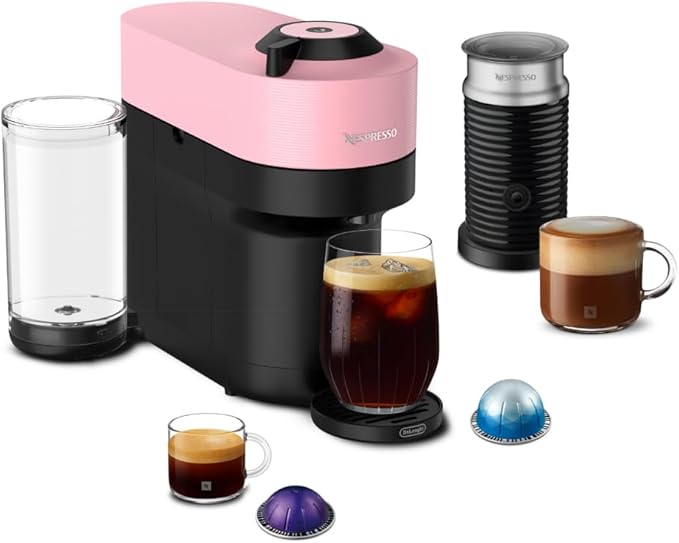 Nespresso Vertuo Pop+ Coffee and Espresso Maker by De'Longhi with Milk Frother, Candy Pink